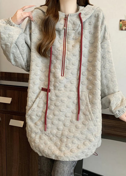 Stylish Grey Oversized Drawstring Cotton Hoodies Sweatshirts Fall