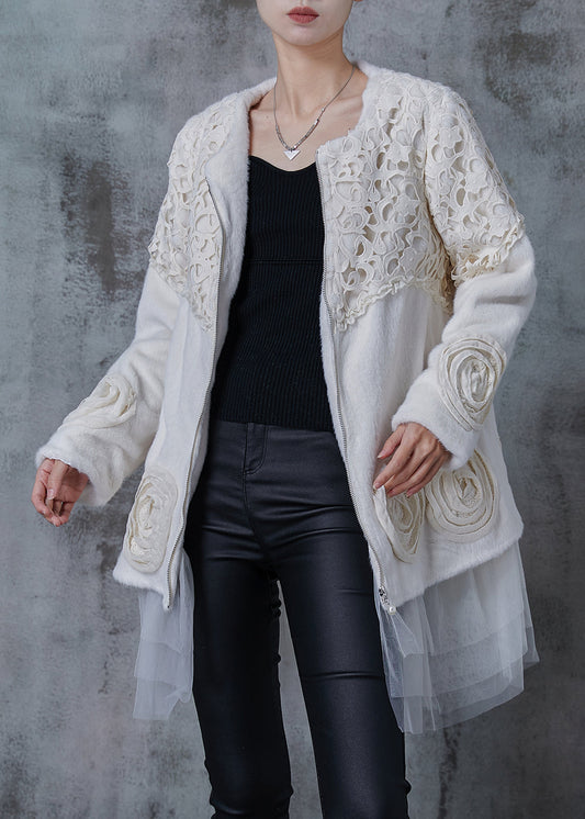 White Patchwork Mink Velvet Jackets Winter