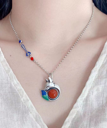 Handmade Patchwork Animal Silver Pendant Necklace