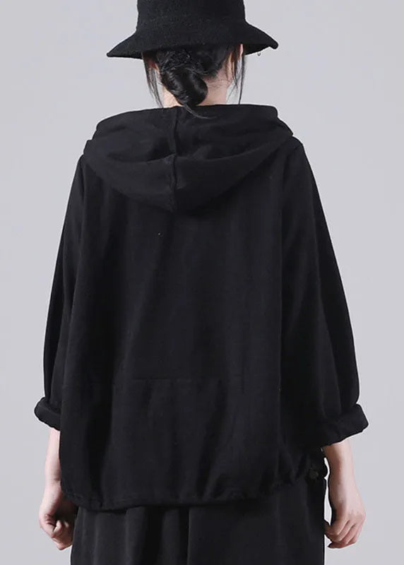 Comfy Red Hooded Drawstring Pockets Fall Patchwork Pullover Street Wear