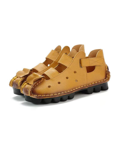 New Comfortable Black Flat Sandals Splicing Hollow Out