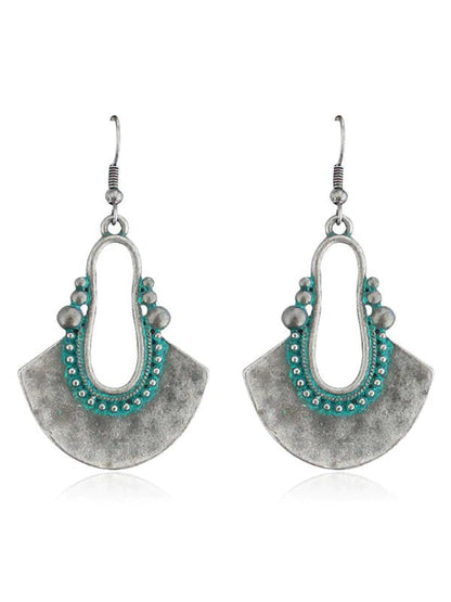 Fan-shaped Hollow Turquoise Earrings