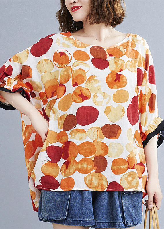 Orange Dot Print T Shirt Summer