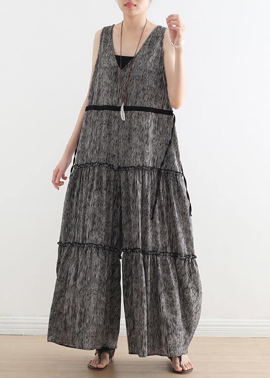 Summer Multi-layer V-neck Strap Pants With Jumpsuits