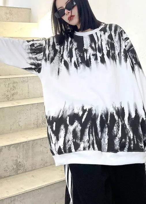O Neck Spring Tops Design White Print Blouses