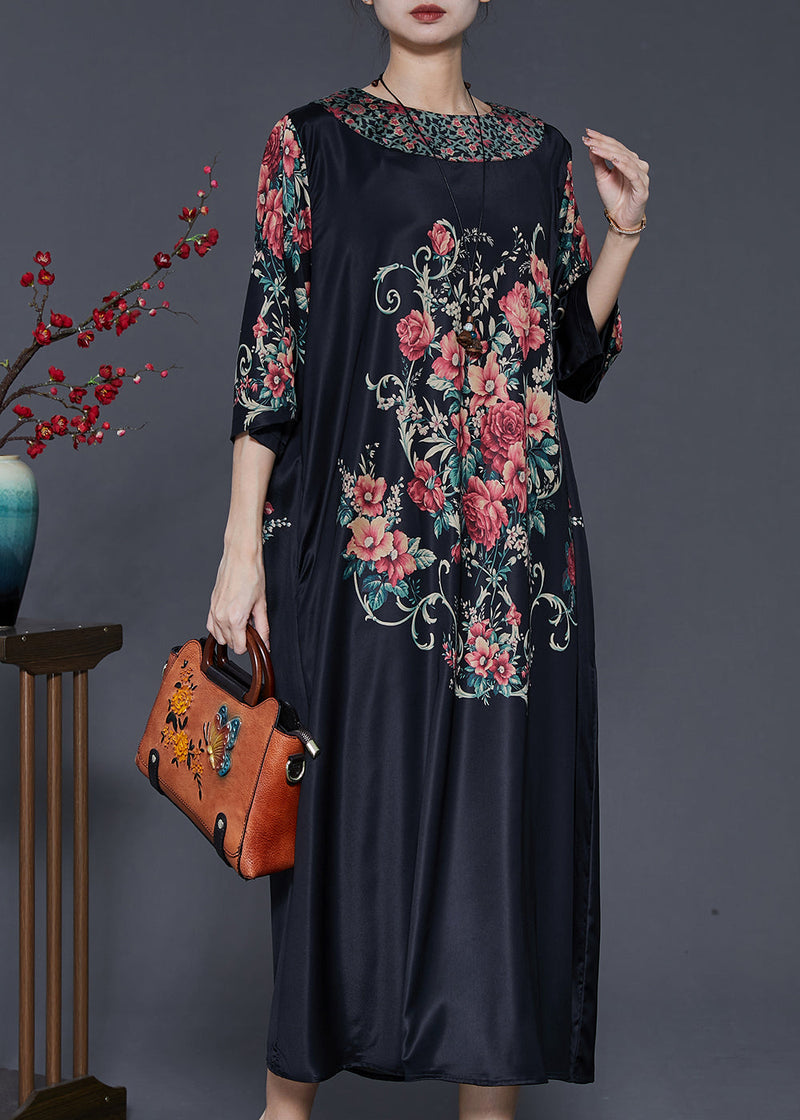 Black Oversized Silk Dresses Summer