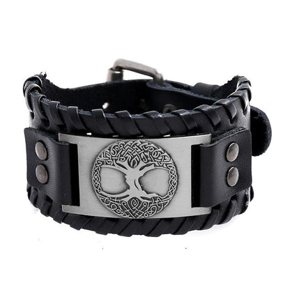 Buddha Stones Lucky Tree of Life Balance Leather Bracelet