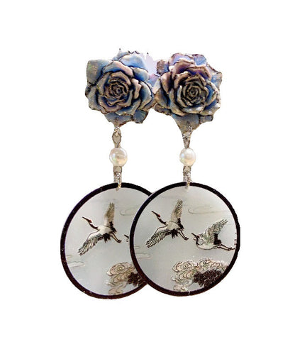 Retro Black Acrylic Pearl Drop Earrings