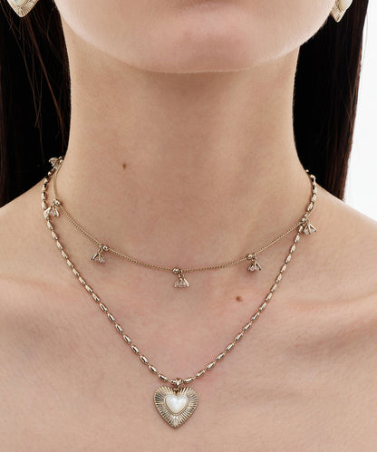 Gold Copper Overgild Love Shell Double-layer Pendant Necklace