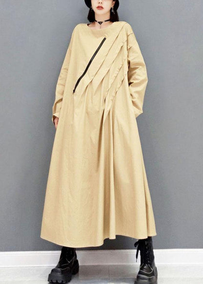Italian Khaki Fall Long Sleeve Maxi Dresses