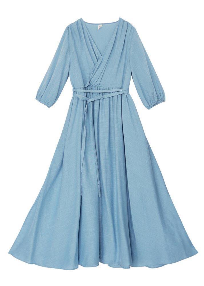Blue Patchwork Tie Waist Party Summer Chiffon Dress