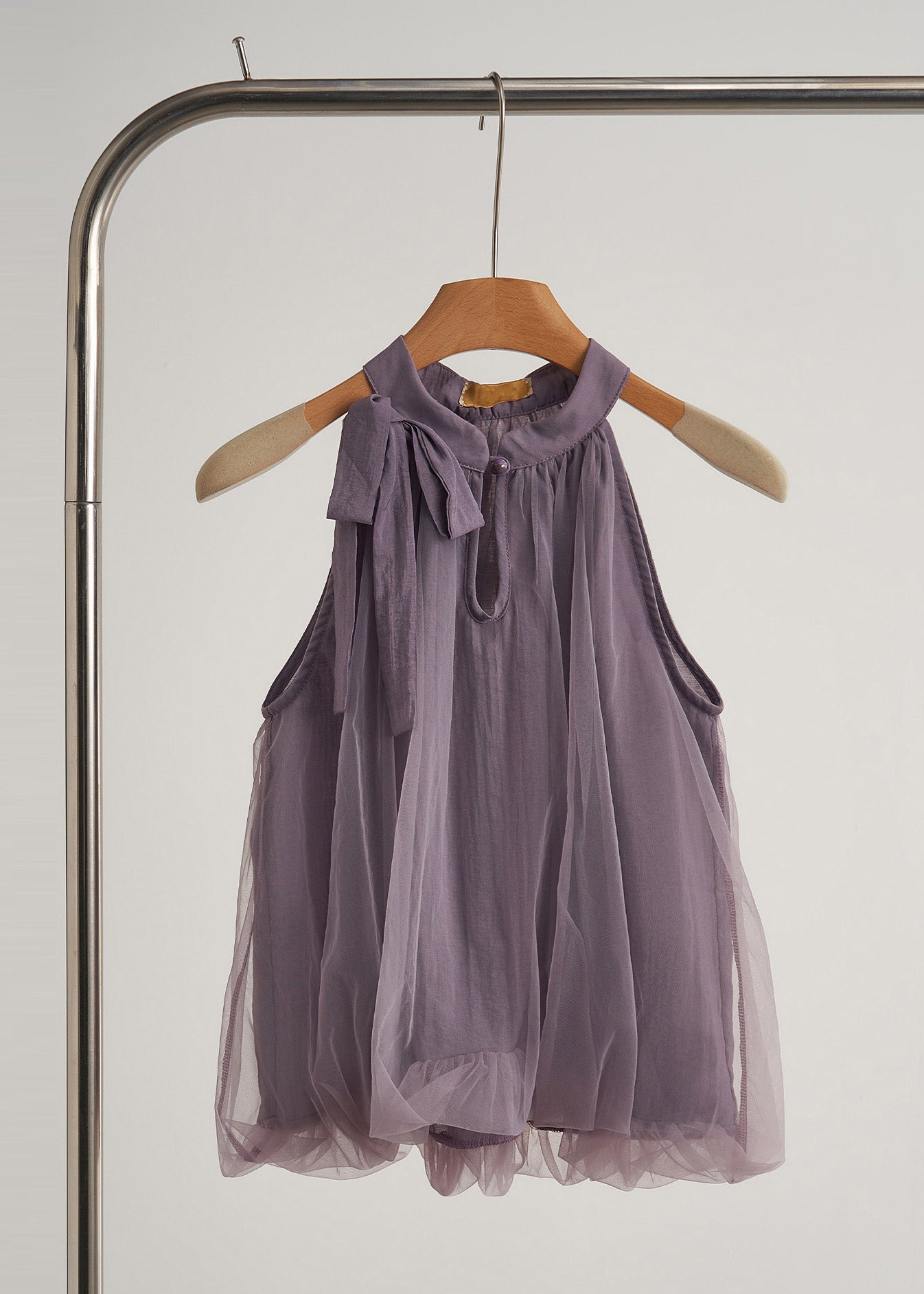 Lavender Cold Shoulder Print Tulle Two Pieces Set Summer