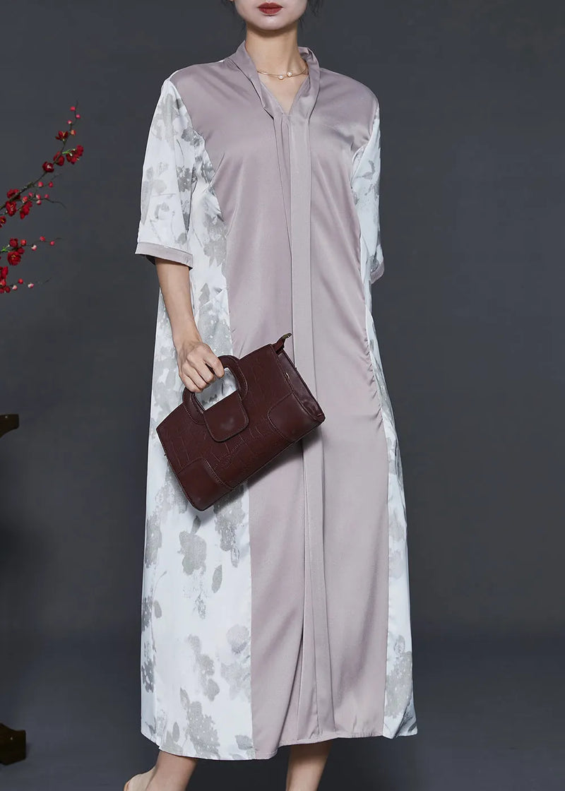 Colorblock Oversized Patchwork Silk Dress Summer