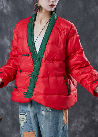 Chinese Style Red Patchwork Fine Cotton Filled Witner Coats
