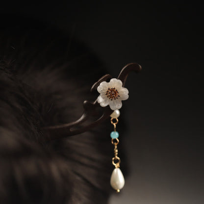 Ebony Flower Butterfly Blessing Hairpin | Chinese Hairpin