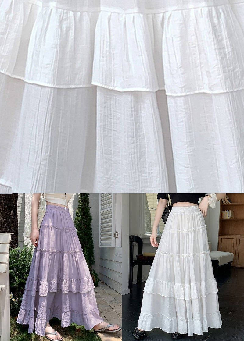 Purple Elastic Waist Draping a Line Skirts