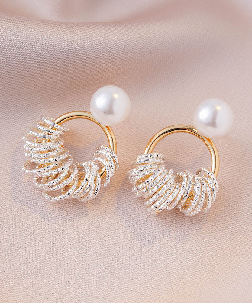 Stylish Gold Copper Alloy Zircon Chain Stud Earrings