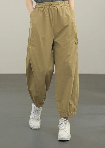 Organic Khaki High Waist Cargo Pants Trousers Summer