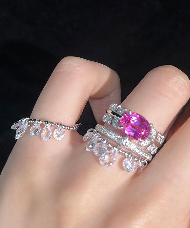 Original Design Silk Copper Overgild Gem Stone Zircon Ear of Wheat Rings