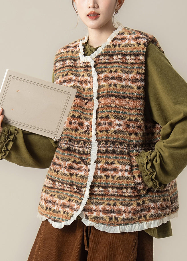 Green Pockets Faux Fur Waistcoat Winter