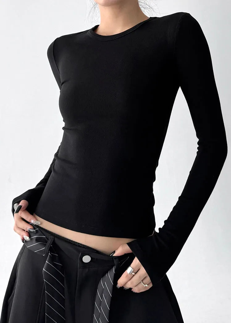 Black Patchwork Lace Blouse Top Hollow Out Fall