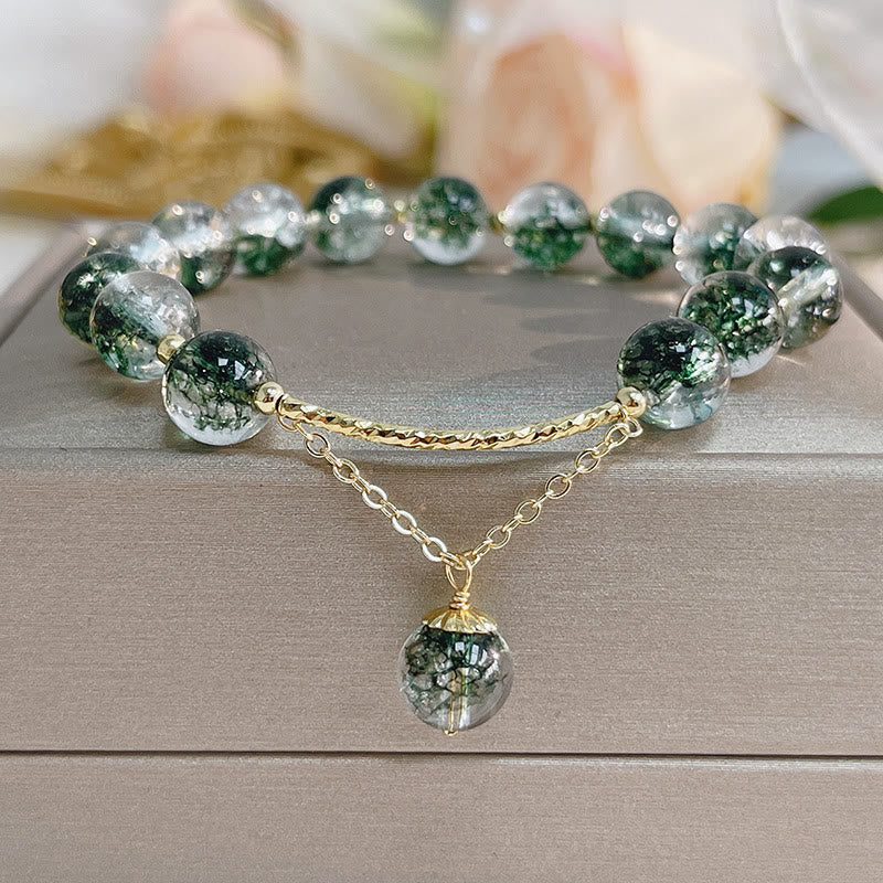 Buddha Stones Green Phantom Crystal Confidence Charm Bracelet