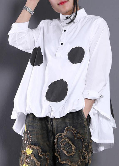 Diy White Dotted Blouses for Asymmetric Shirt