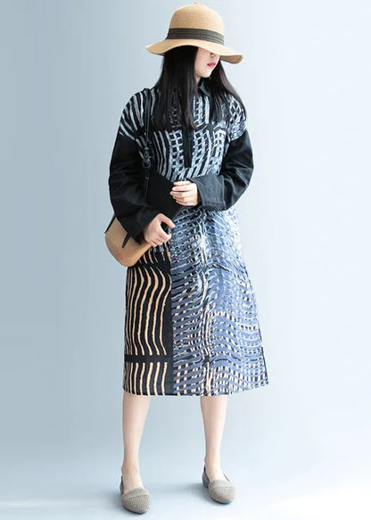 Black Peter Pan Collar Patchwork Linen Shirts Tops Spring