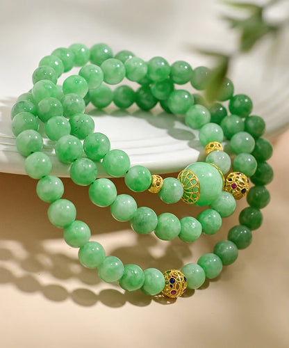 Green 18k Gold Jade Beading Collar Necklace