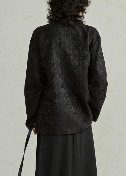 Black Asymmetrical Tie Waist Top Fall