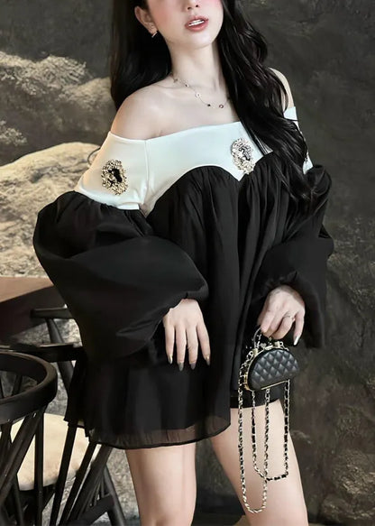 Diy Black Cold Shoulder Patchwork Cotton Blouse Top Spring