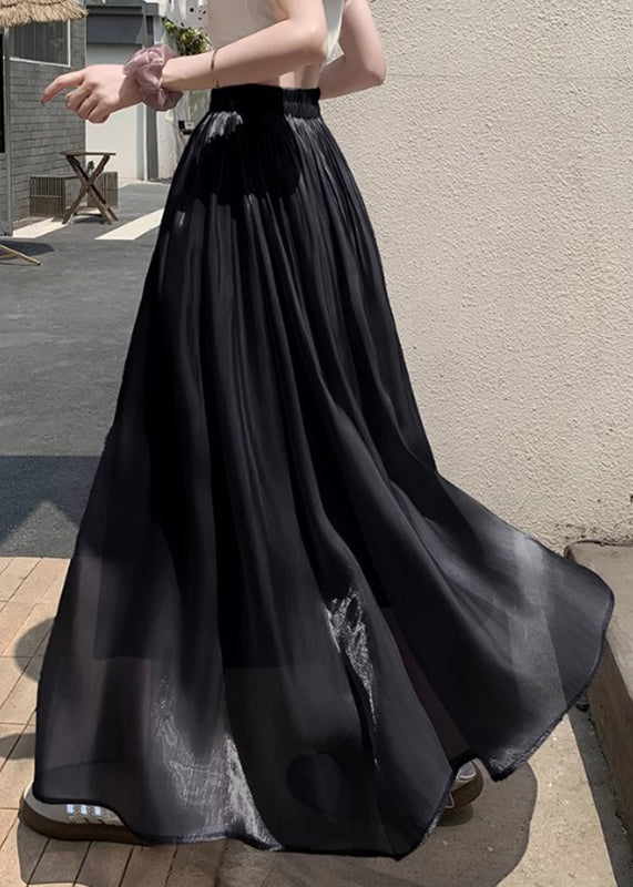 Black High Waist Patchwork Maxi Skirts