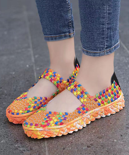 Black Knit Fabric Comfortable Splicing Flat Feet Shoes Soofairy Shoes-20251