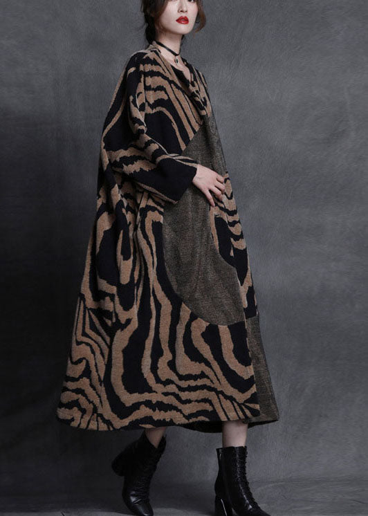 Art Orange Patchwork Button Fall Woolen Coats