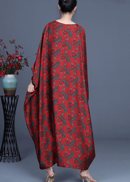 Unique Red Print Patchwork Long Dresses Summer Spring