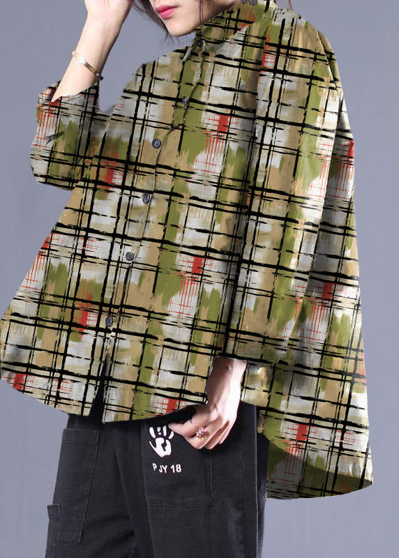 Diy Patchwork Shirts Green-checkered Blouses