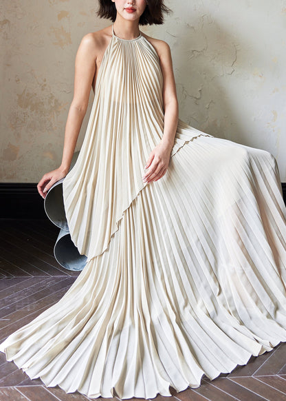 Backless Wrinkled Tops and Skirts Chiffon Two Piece Set Sleeveless