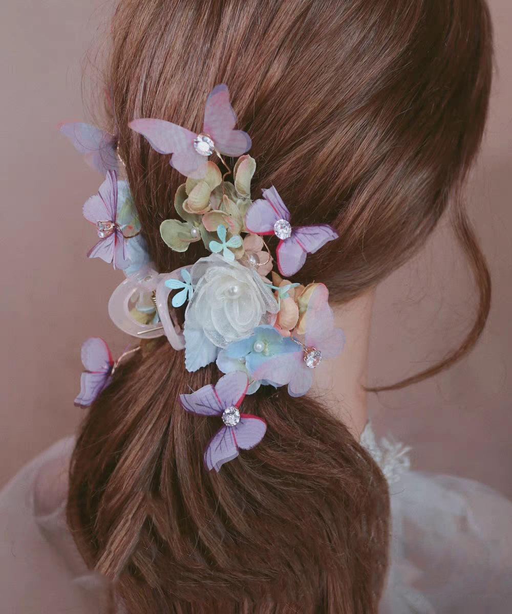 Colorblock Acrylic Alloy Zircon Butterfly Hairpin