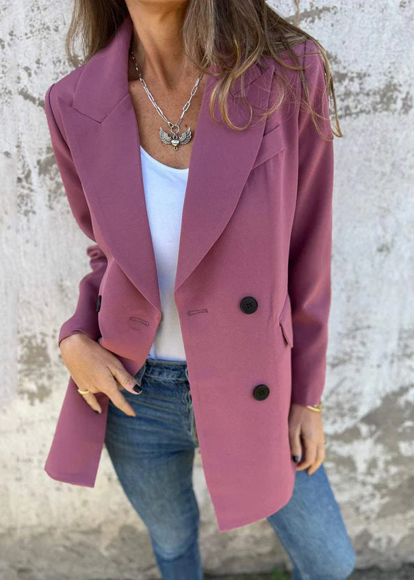 Purple Peter Pan Collar Button Suit Coat Fall