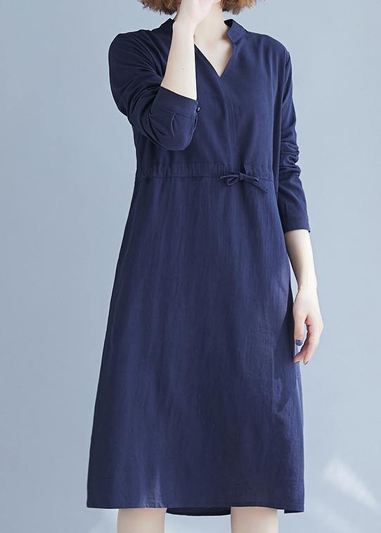 Blue Clothes for V Neck Drawstring Dresses Spring Dresses