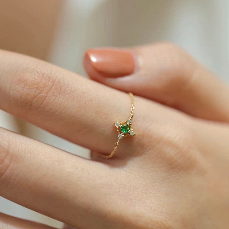 Emerald Chain Ring