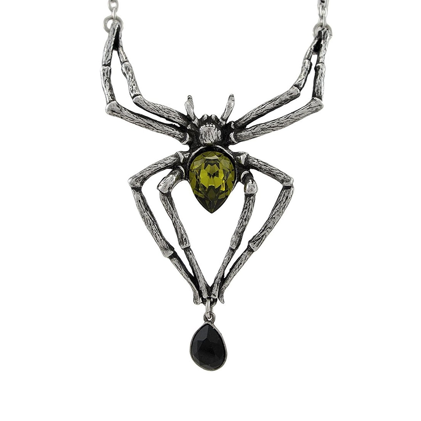 Emerald Venom Crystal Spider Necklace by Alchemy Gothic