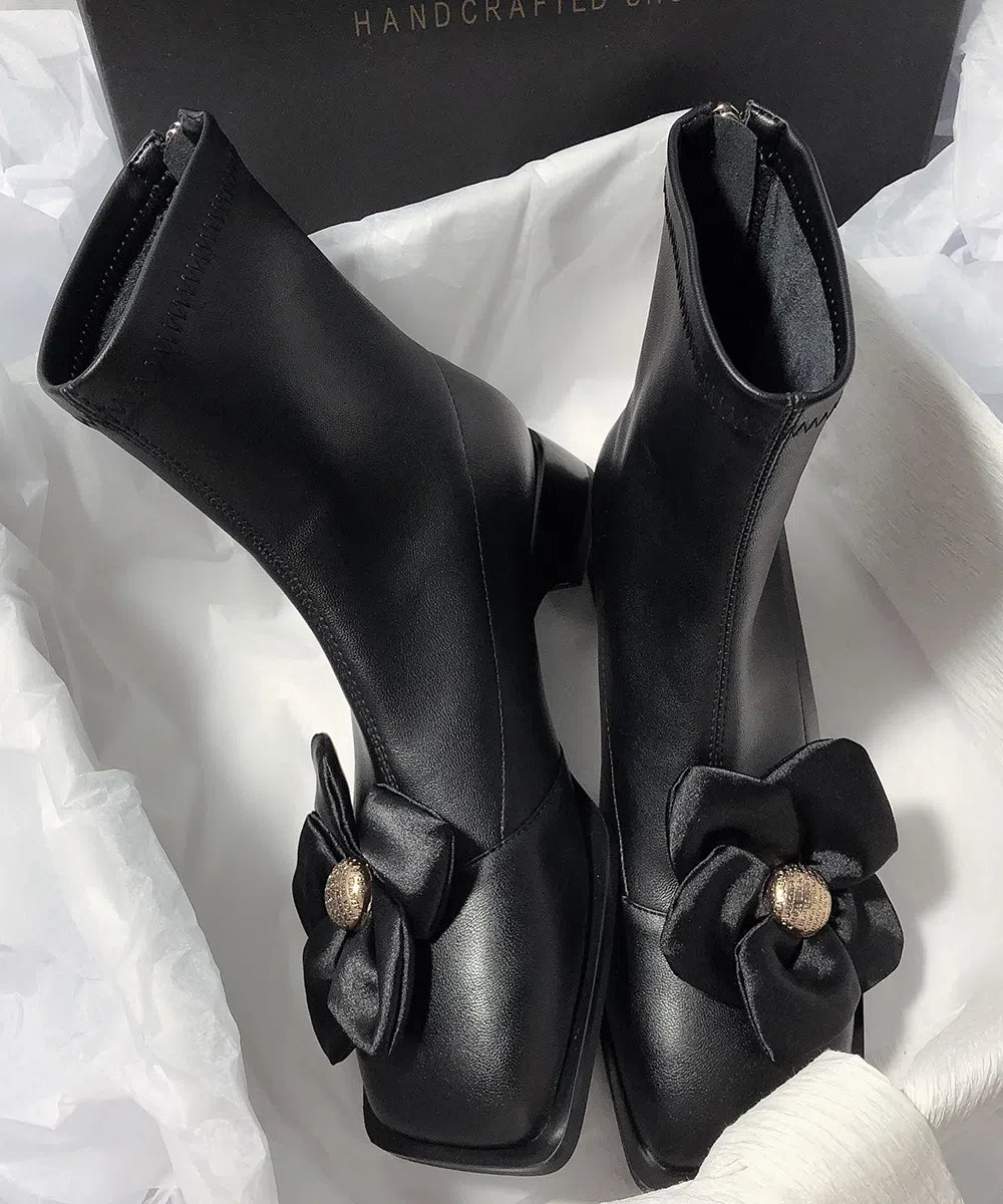 Original French Apricot Splicing Chunky Boots