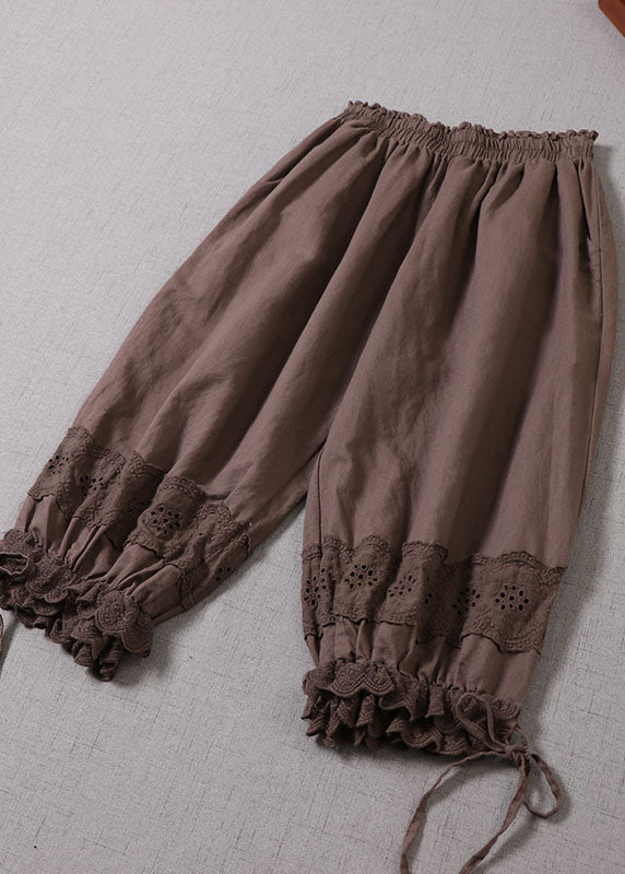 Chocolate Lace Patchwork Lantern Pants Spring