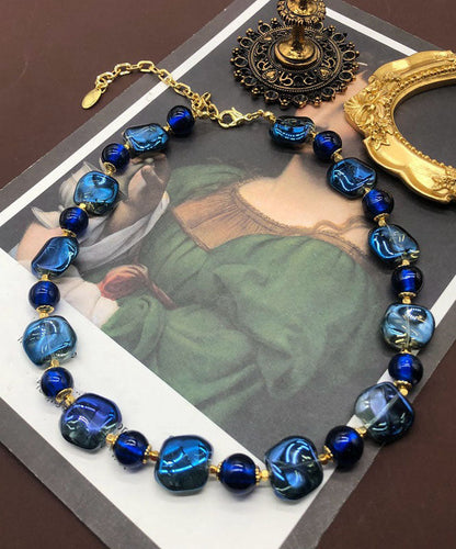 Royal Blue Sterling Silver Ancient Gold Coloured Glaze Locket Necklace