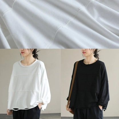 Classy White Cotton Blouses for O Neck Daily Spring Top