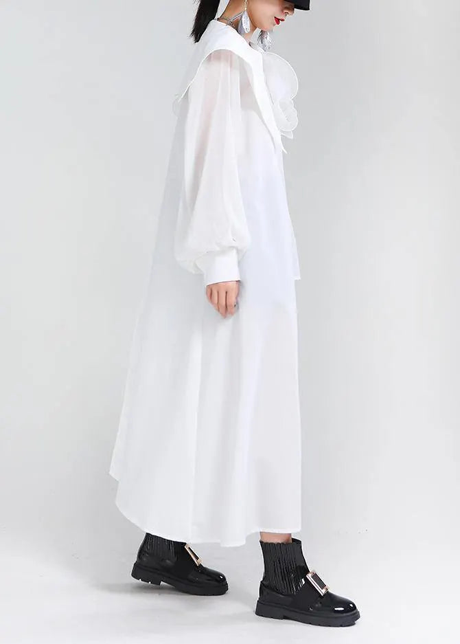Classy White Patchwork Ruffles Chiffon Top
