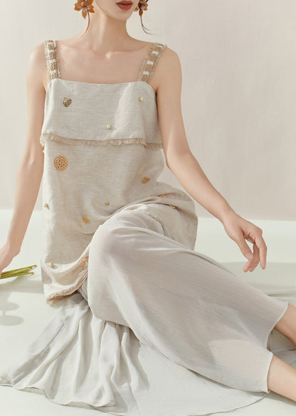 Loose Slash Neck Patchwork Vest and Skirts Two Pieces Set Summer
