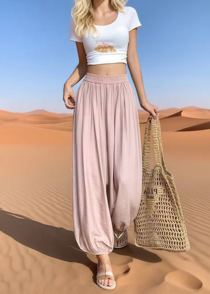 White Oversized Cotton Harem Pants Summer
