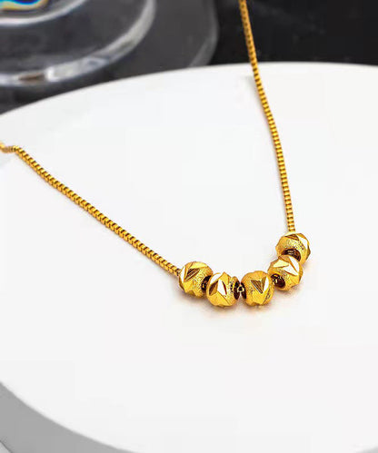 Vogue Gold Stainless Steel Overgild Transport Beads Pendant Necklace